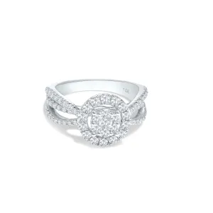 14K White Gold (1.02ct) Diamond Cluster Ring