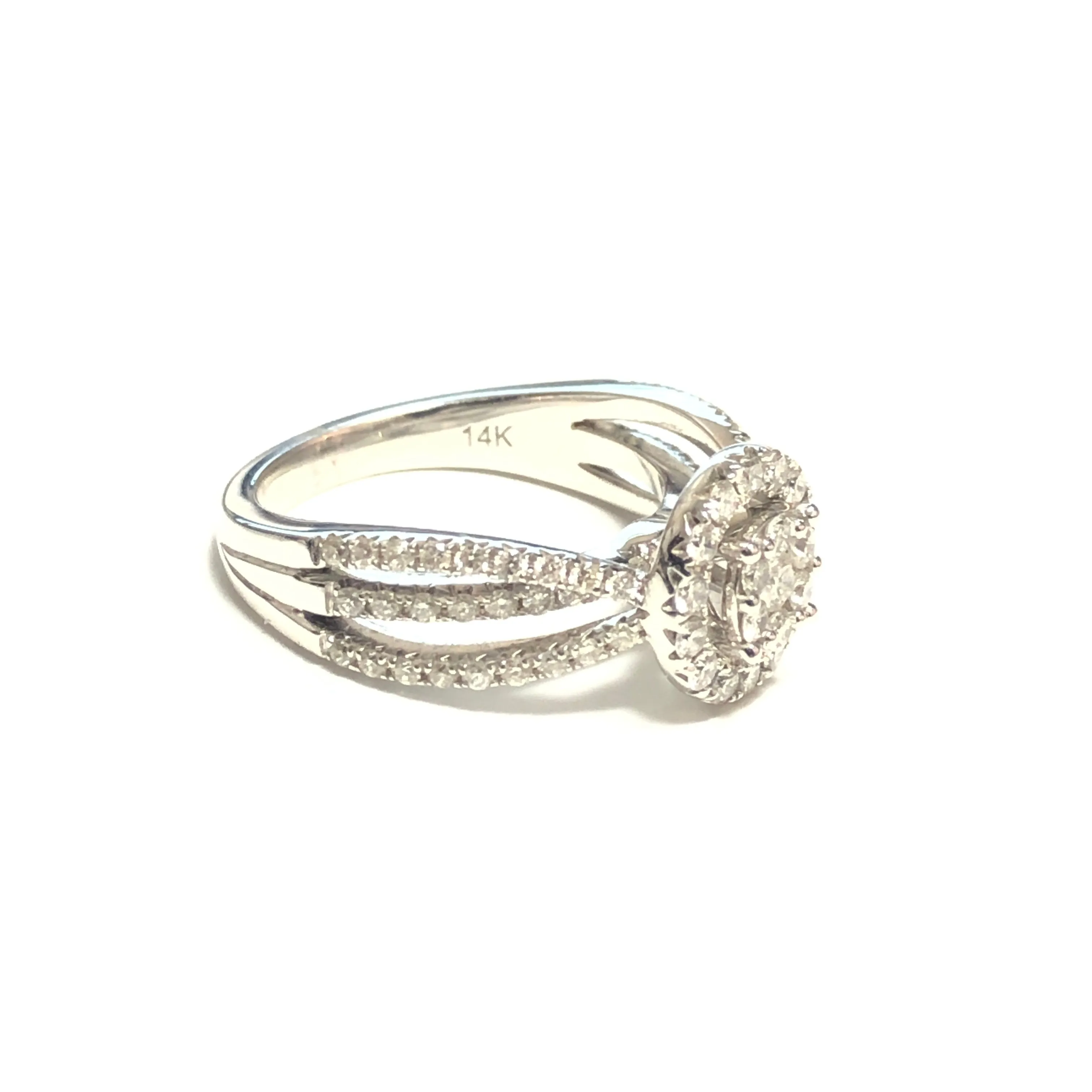 14K White Gold (1.02ct) Diamond Cluster Ring