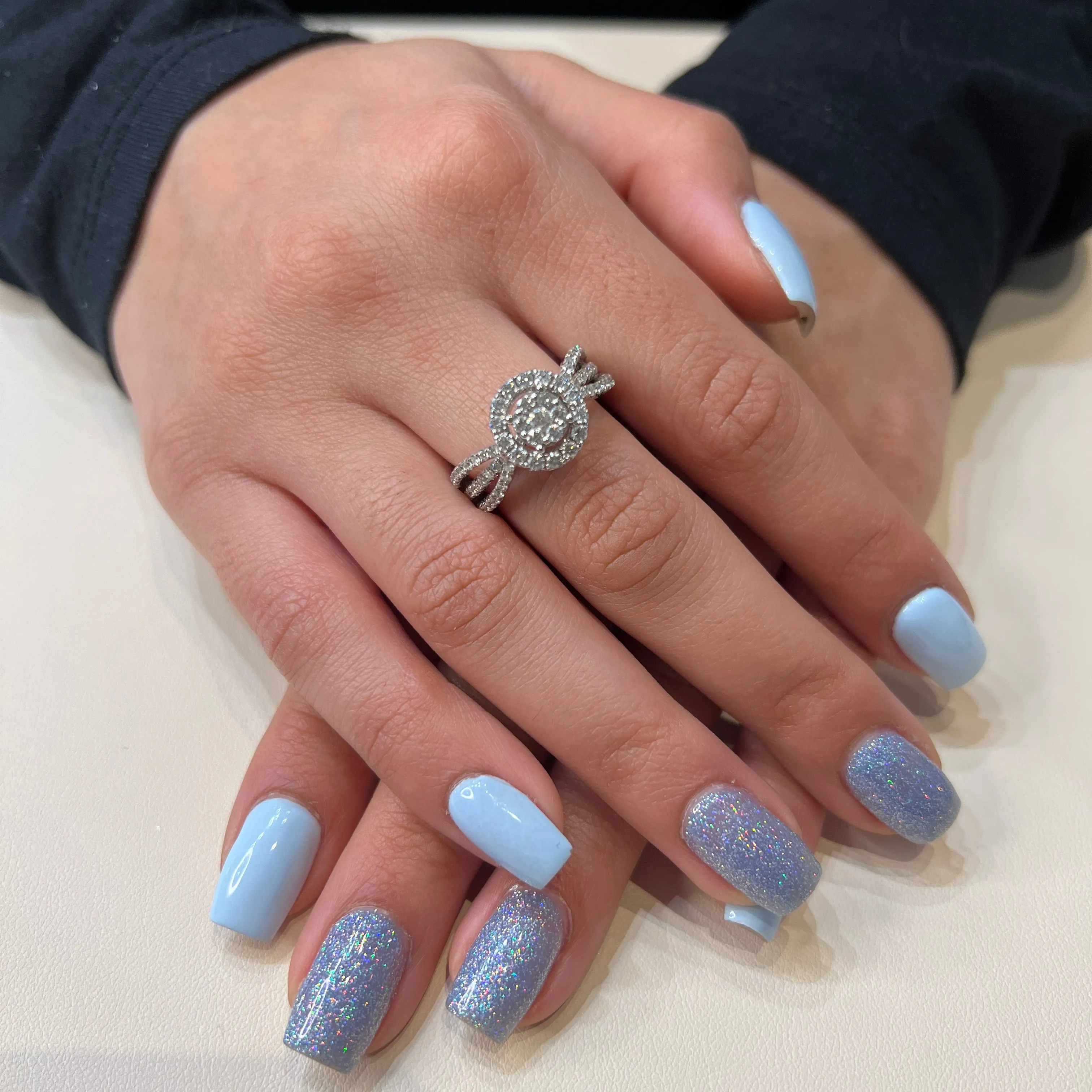 14K White Gold (1.02ct) Diamond Cluster Ring