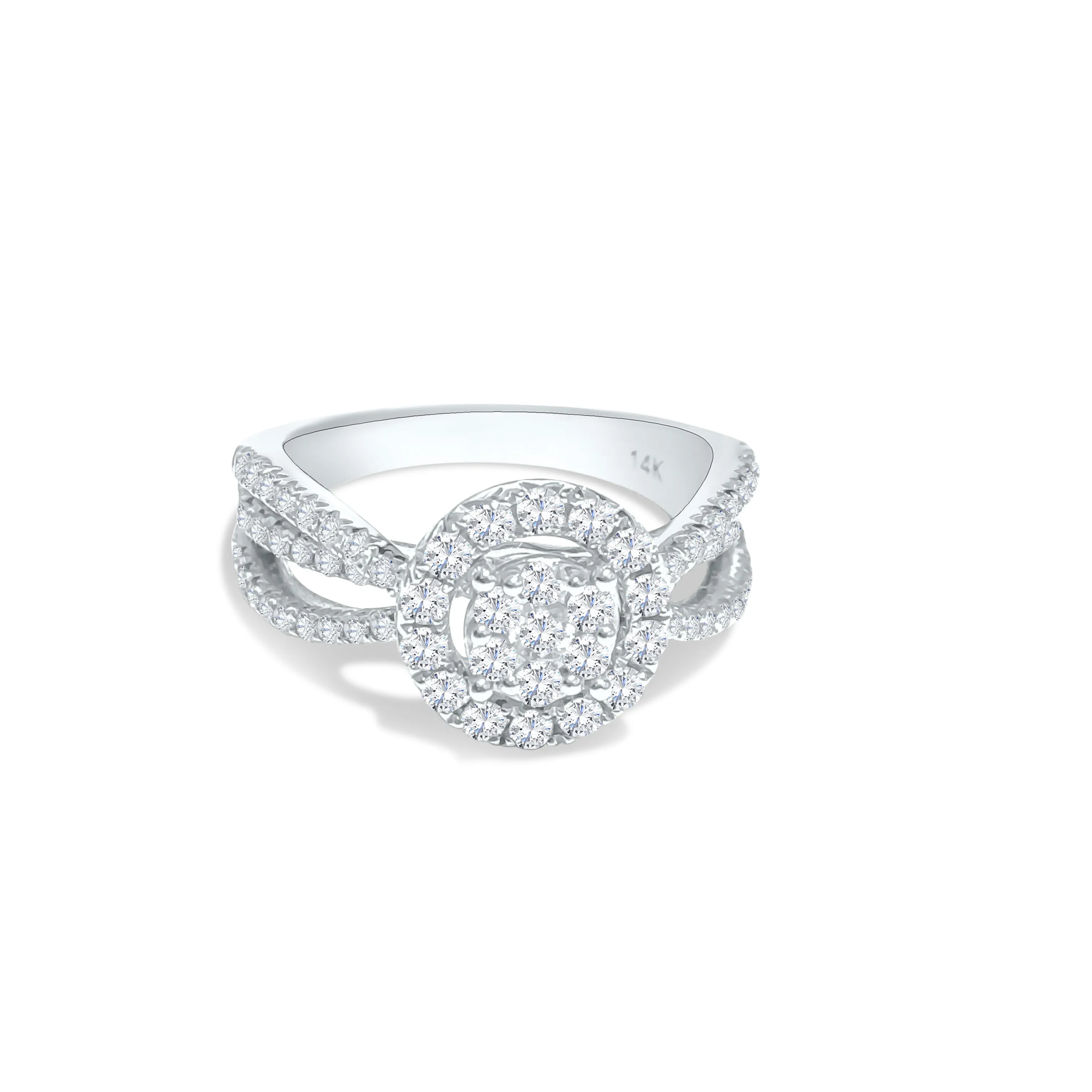 14K White Gold (1.02ct) Diamond Cluster Ring