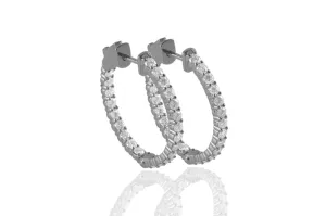 14k White Gold 2.46cttw Diamond In and Out Hoops