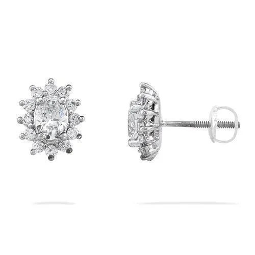 14K White Gold Diamond Earrings 1.63 Ctw