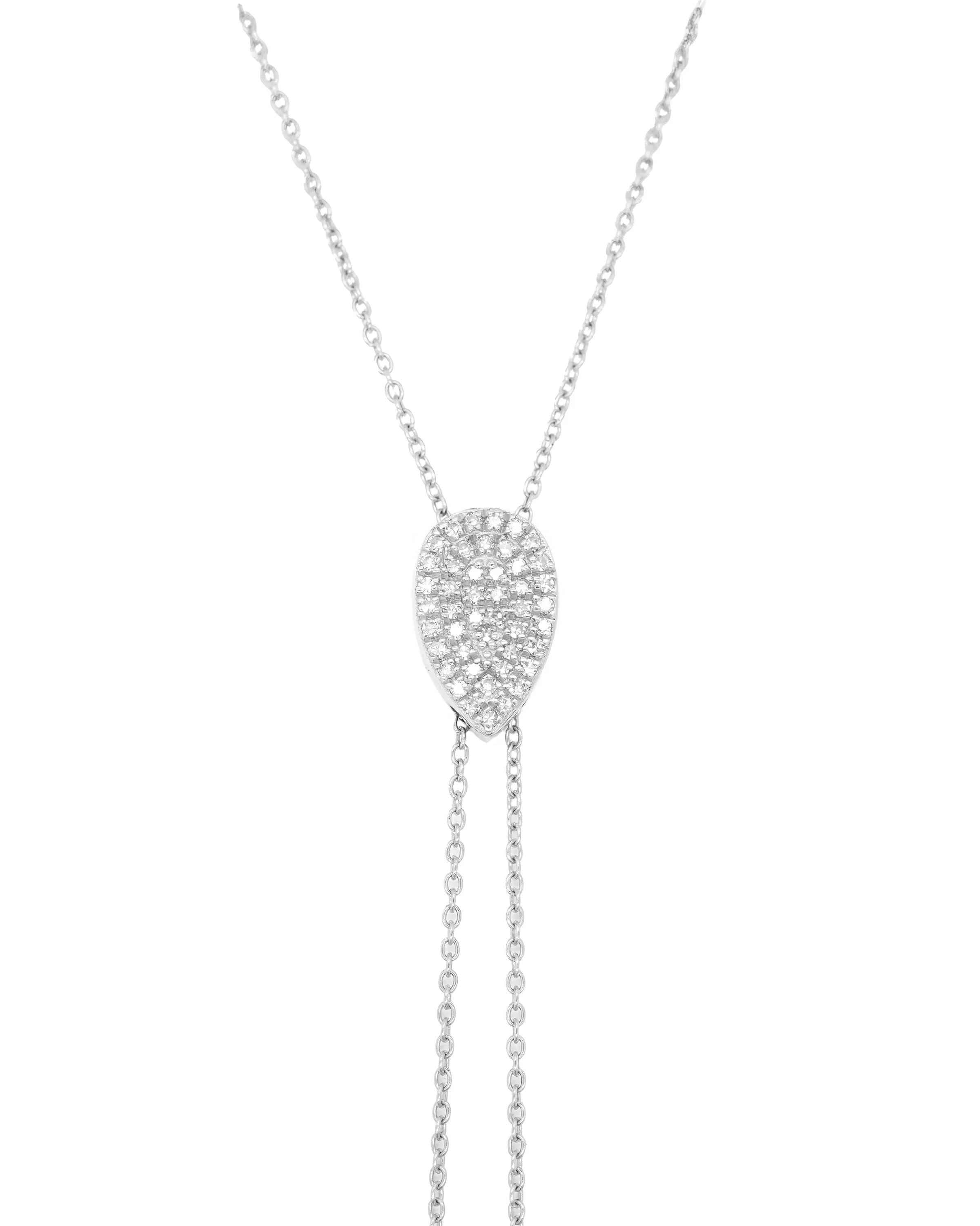 14k White Gold Diamond Lariat Necklace