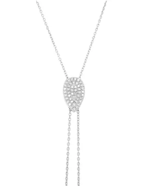 14k White Gold Diamond Lariat Necklace