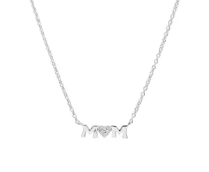 14k White Gold Diamond Mom Necklace
