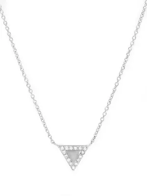 14k White Gold Diamond Mother of Pearl Triangle Necklace