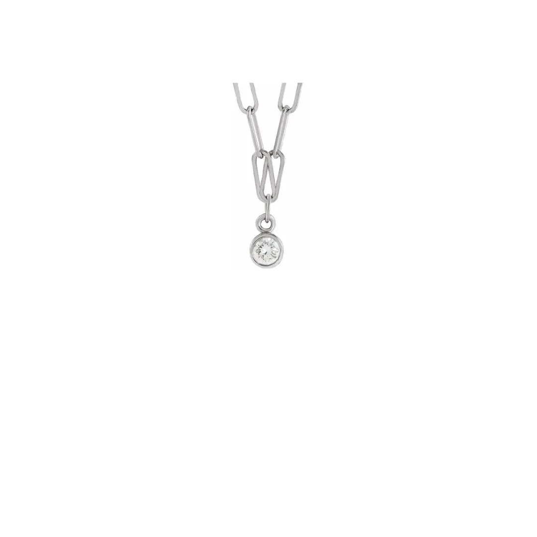 14k White Gold Diamond Paperclip Chain Necklace