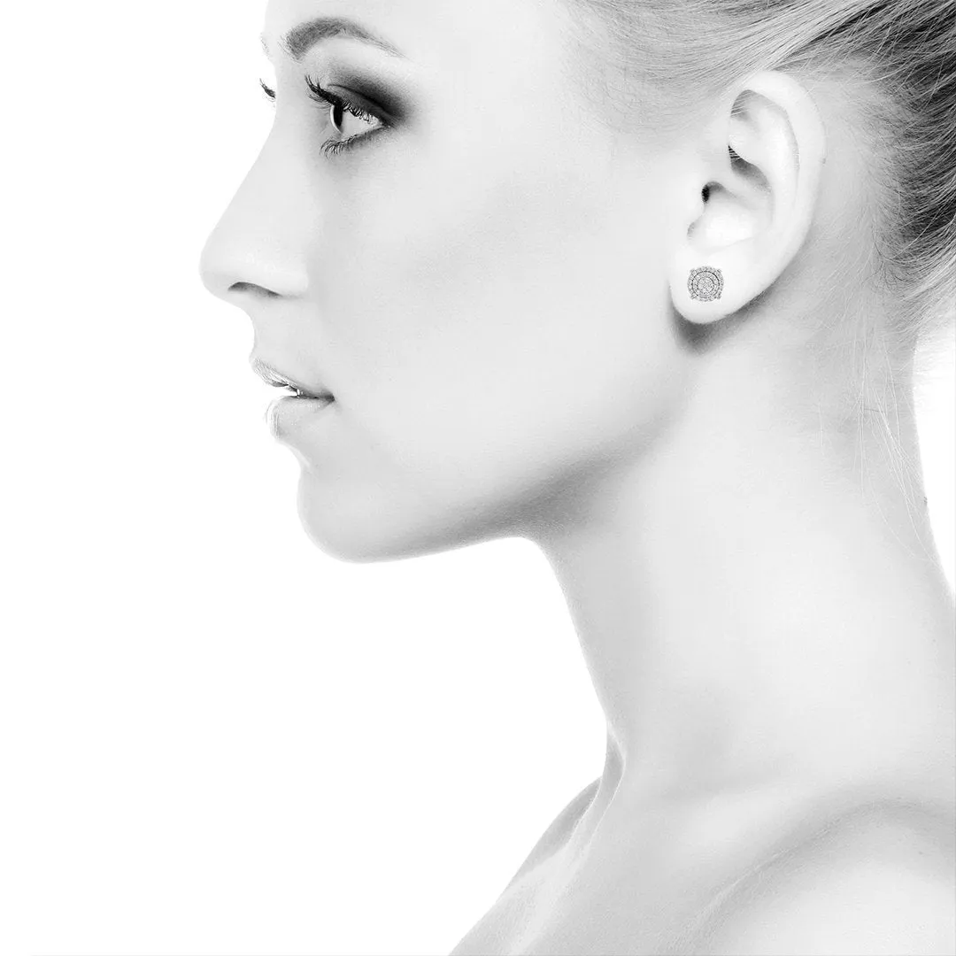 14K White Gold Diamond Stud Earrings 0.75 CTW