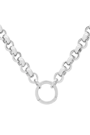 14k White Gold Rolo Charm Chain Necklace