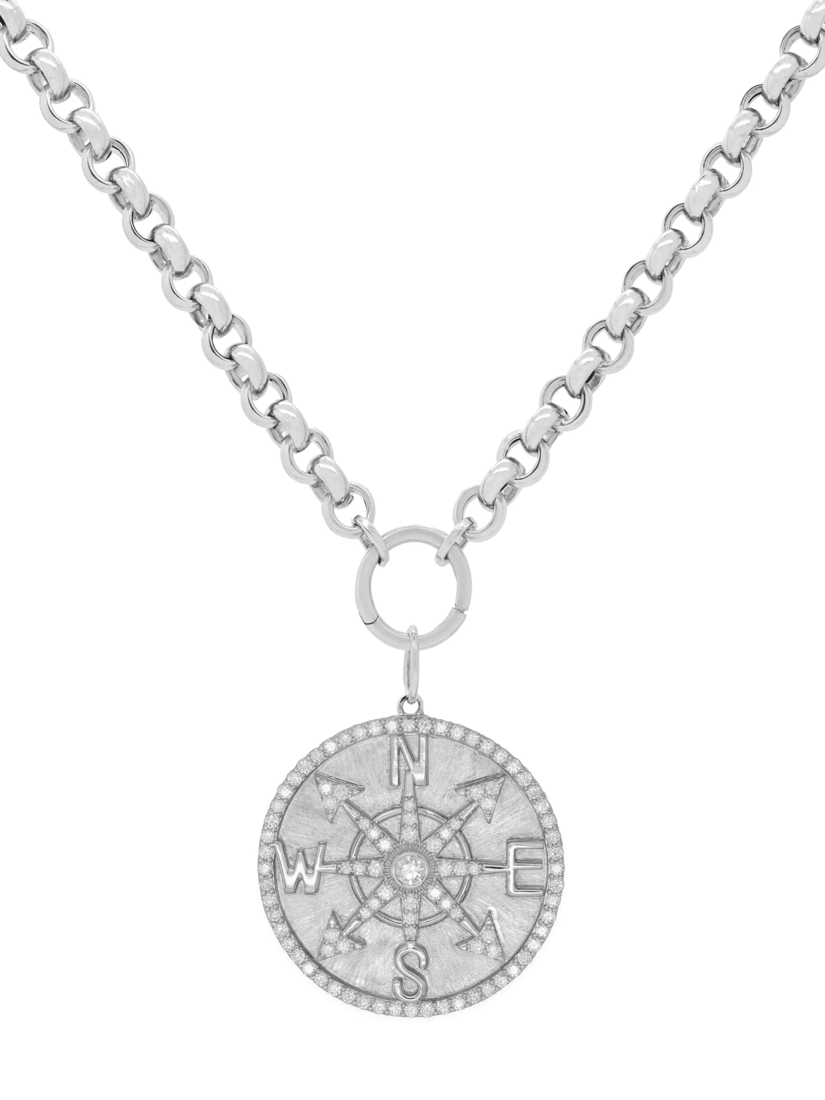 14k White Gold Rolo Charm Chain Necklace