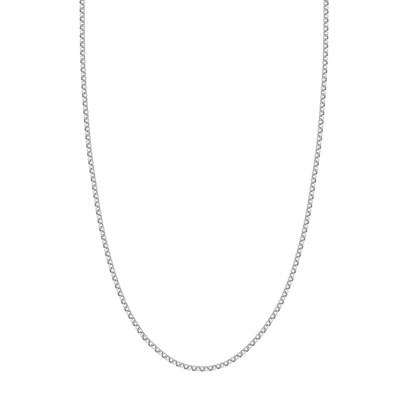 14K White Gold Round Rolo Necklace