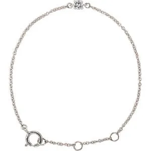 14K White Imitation White Sapphire Youth Birthstone 4 1/2-5 1/2" Bracelet