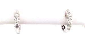 14K White Natural Diamond Huggie Earrings