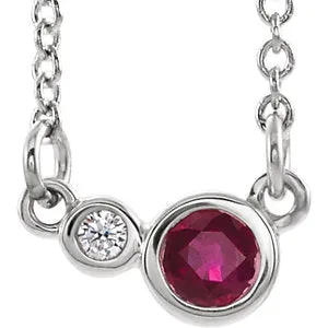 14K White Ruby & .02 CTW Diamond 16" Necklace