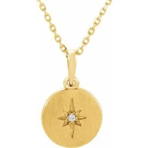 14K Yellow .01 CT Diamond Starburst 16-18" Necklace