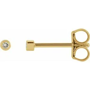 14K Yellow .01 CT Natural Diamond Micro Bezel Single Stud Earring