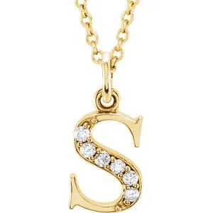 14K Yellow .03 CTW Diamond Lowercase Initial s 16" Necklace