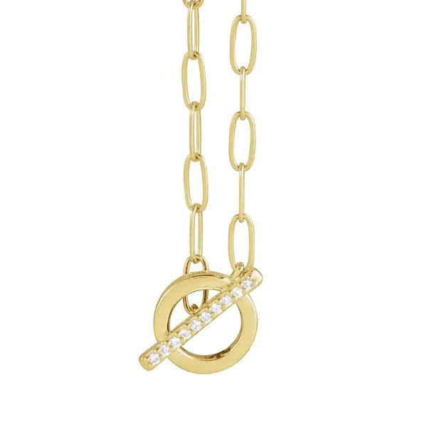 14K Yellow .04 CTW Natural Diamond Toggle 16” Necklace