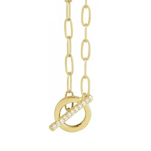 14K Yellow .04 CTW Natural Diamond Toggle 16” Necklace