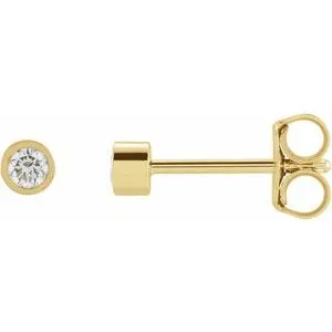 14K Yellow .05 CT Natural Diamond Micro Bezel Single Stud Earring