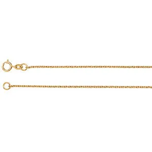 14K Yellow 1 mm Twisted Wheat 7" Chain