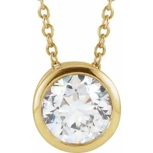 14K Yellow 1/2 CT Lab-Grown Diamond Solitaire 16-18" Necklace