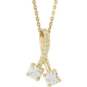 14K Yellow 1/2 CTW Diamond Freeform 16-18" Necklace