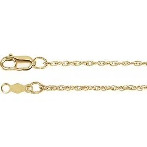 14K Yellow 1.25 mm Rope 7" Chain