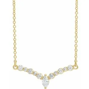 14K Yellow 1/3 CTW Diamond 18" "V" Necklace