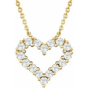 14K Yellow 1/4 CTW Diamond Heart 18" Necklace