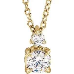 14K Yellow 1/4 CTW Lab-Grown Diamond Claw-Prong 16-18" Necklace