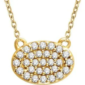 14K Yellow 1/5 CTW Diamond Oval Cluster 16-18" Necklace