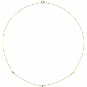 14K Yellow 1/6 CTW Diamond 3-Station 16" Necklace