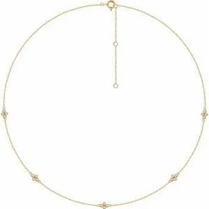 14K Yellow 1/6 CTW Diamond 5-Station 18" Necklace