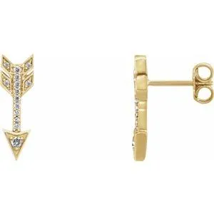 14K Yellow 1/6 CTW Diamond Arrow Earrings