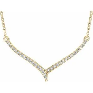 14K Yellow 1/6 CTW Diamond "V" 16-18" Necklace