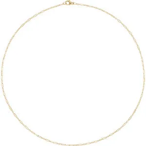14K Yellow 1.6 mm Knurled Figaro 7" Bracelet with Lobster Clasp