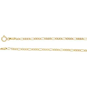14K Yellow 2 mm Solid Figaro 7" Chain