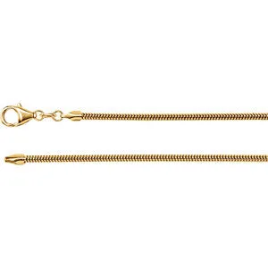 14K Yellow 2 mm Solid Round Snake 7" Chain