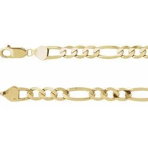 14K Yellow 6.5 mm Figaro 8" Chain