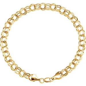 14K Yellow 7.9 mm Double Link Charm 8" Bracelet