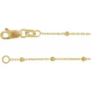 14K Yellow .85 mm Faceted Beaded Cable 7" Chain