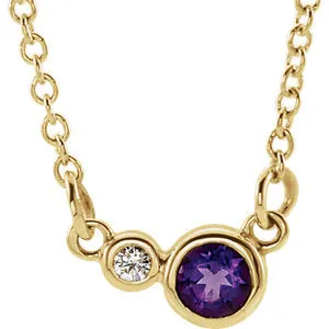 14K Yellow Amethyst & .02 CTW Diamond 16" Necklace