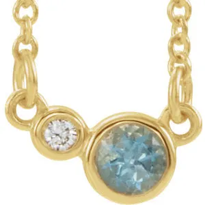 14K Yellow Aquamarine & .03 CTW Diamond 18" Necklace