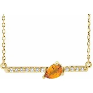 14K Yellow Citrine & 1/10 CTW Diamond 18" Necklace