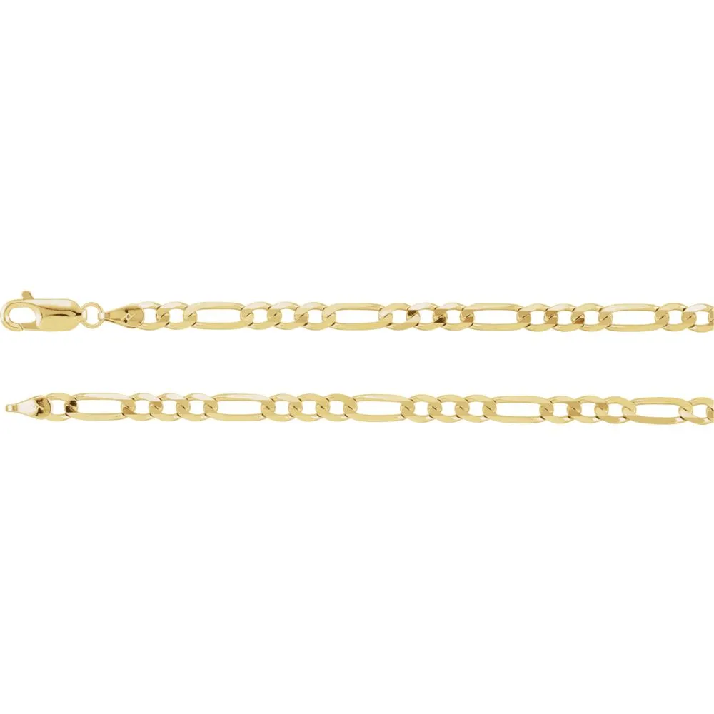 14k Yellow Gold 4mm Figaro 8" Chain