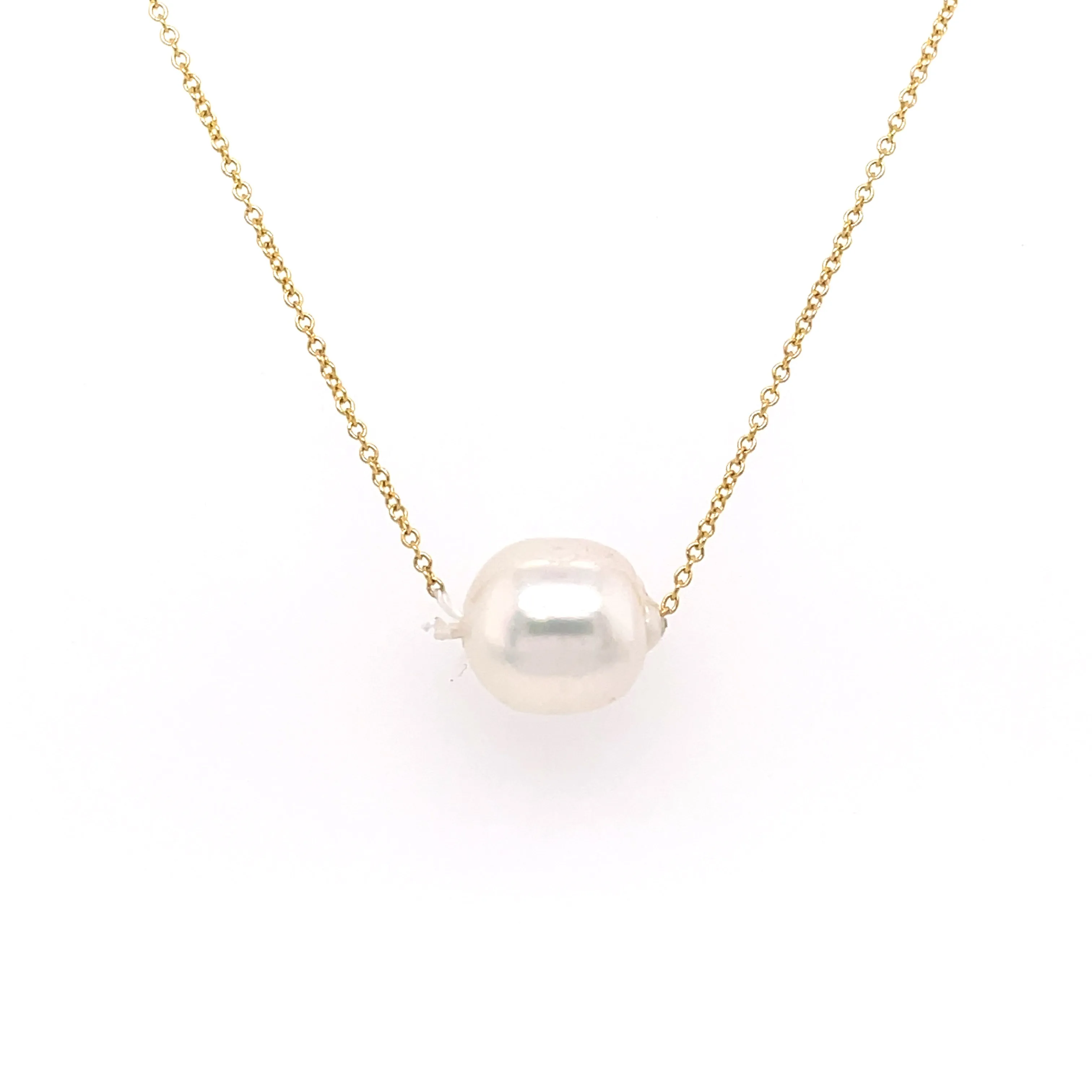 14K Yellow Gold Akoya Pearl Necklace (9-10MM)