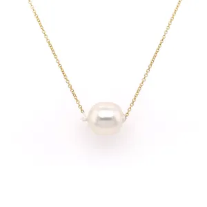 14K Yellow Gold Akoya Pearl Necklace (9-10MM)
