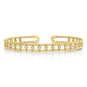 14K Yellow Gold Beaded Diamond Cuff (.68ctw)