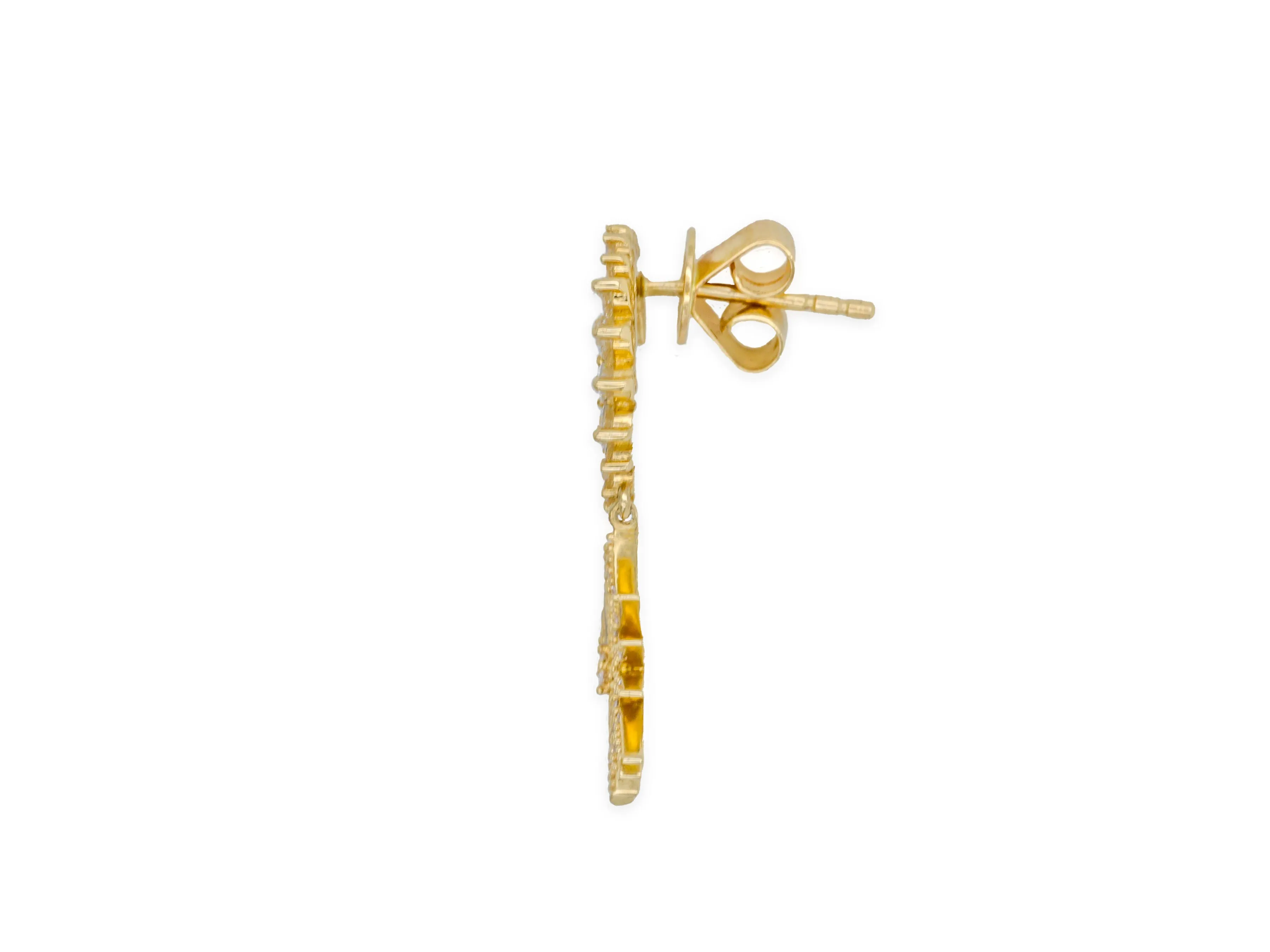 14k Yellow Gold Diamond Celestial Moon and Star Earrings